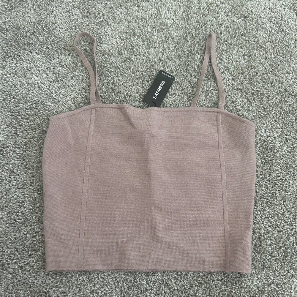 Express pink tank top cropped